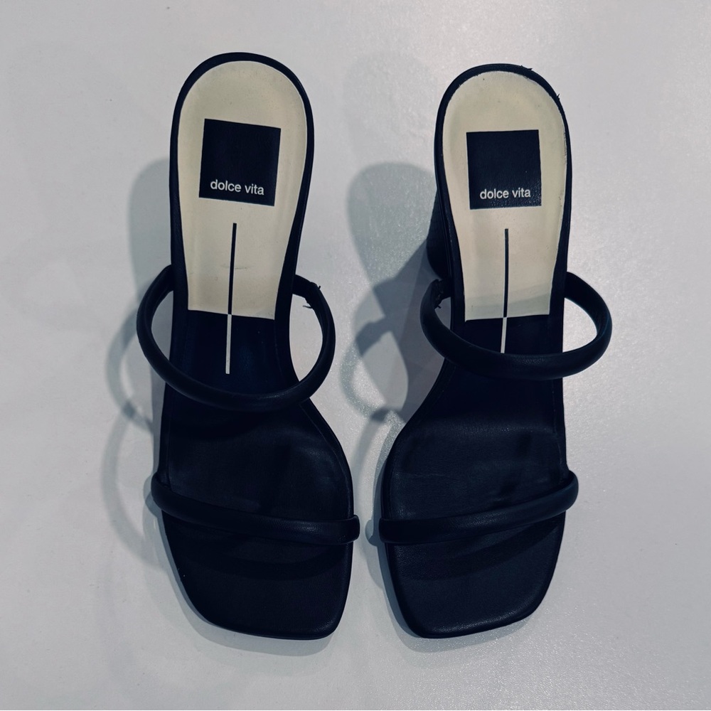Dolce Vita Noles Sandals Black Stella Block Round Heel Square Toe Strappy Size 7